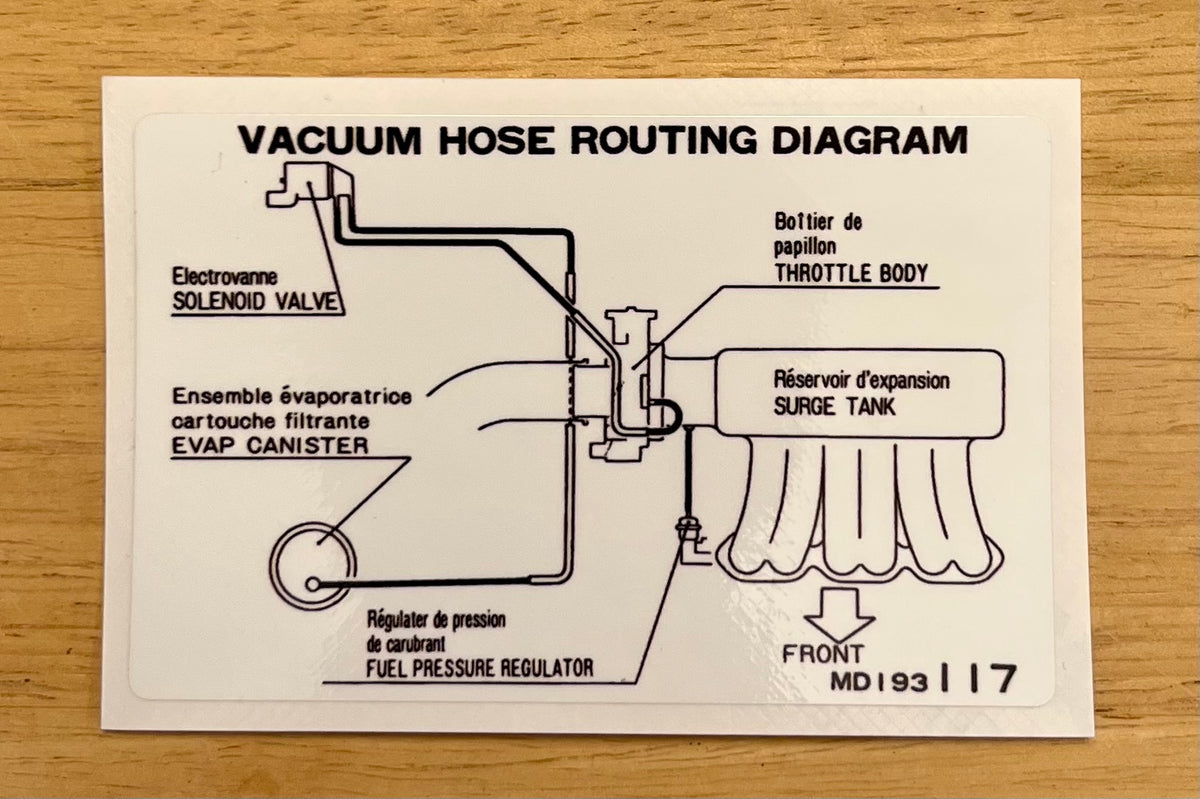 Vacuum Hose Routing Diagram Decal (N/A) 3000GT Stealth Solutions