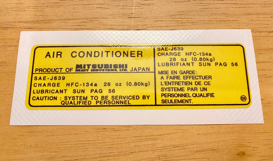 Air Conditioning Decal, HFC-134a