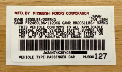 Manufacturer Tag Decal