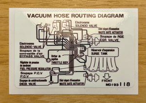 Vacuum Hose Routing Diagram Decal (Twin Turbo, 2G)